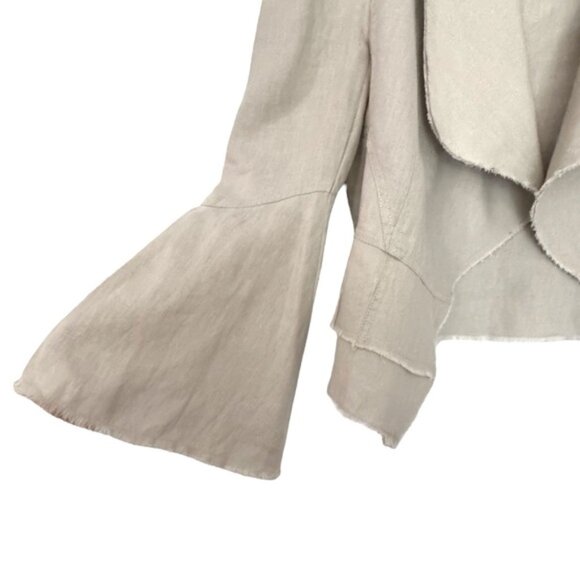 NWOT International Concepts INC Size Medium Linen Ruffle-Hem Raw Edges Jacket - Picture 3 of 6